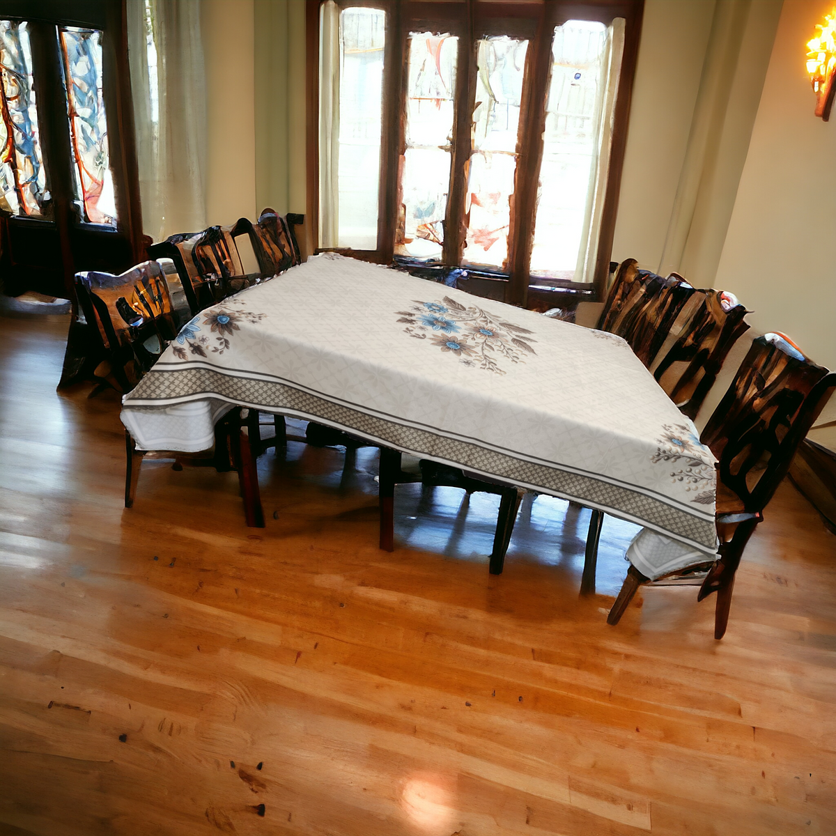 Brown Genda printed cotton table cover in brown - image 12