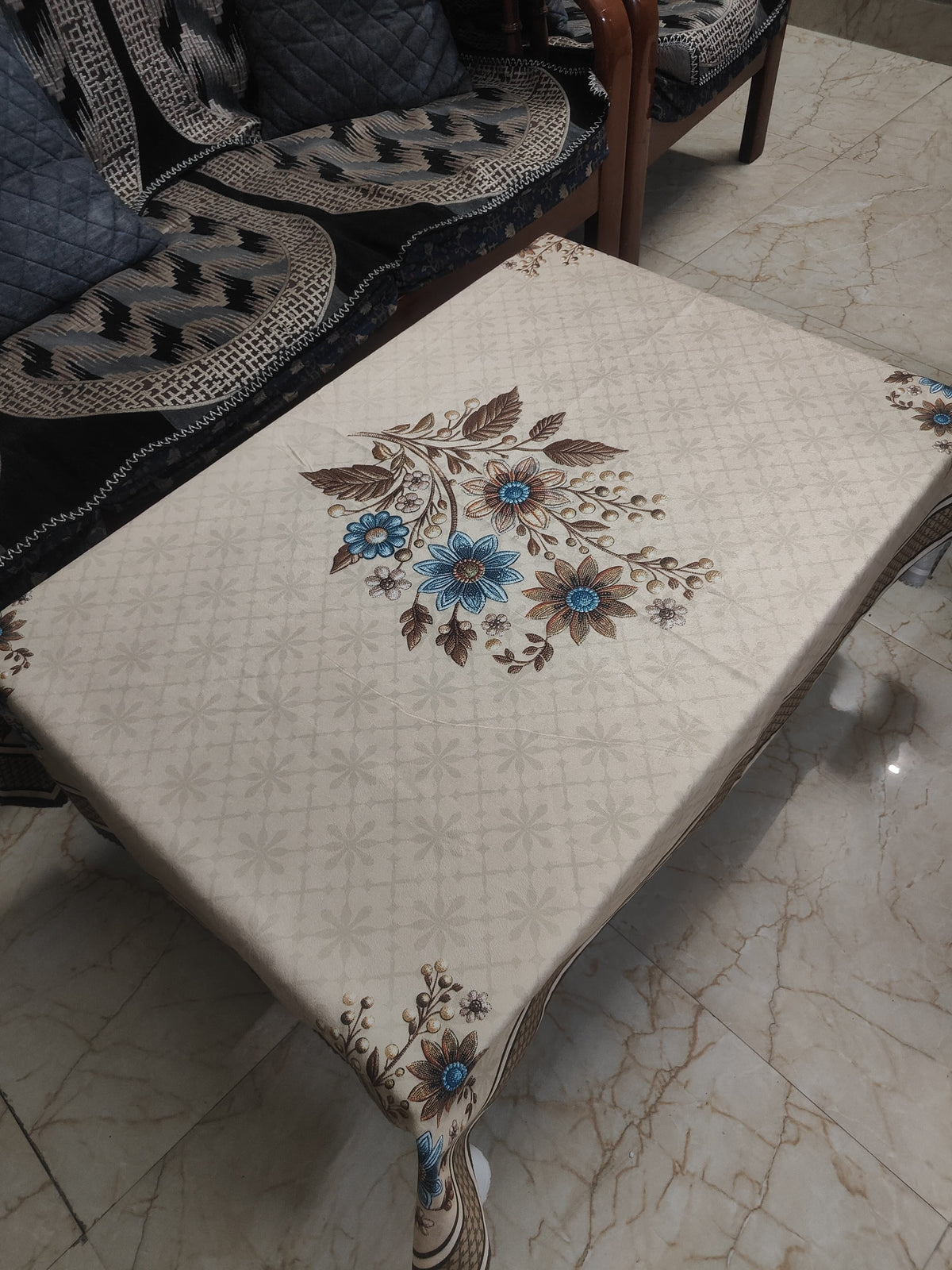 Brown Genda printed cotton table cover in brown - image 3