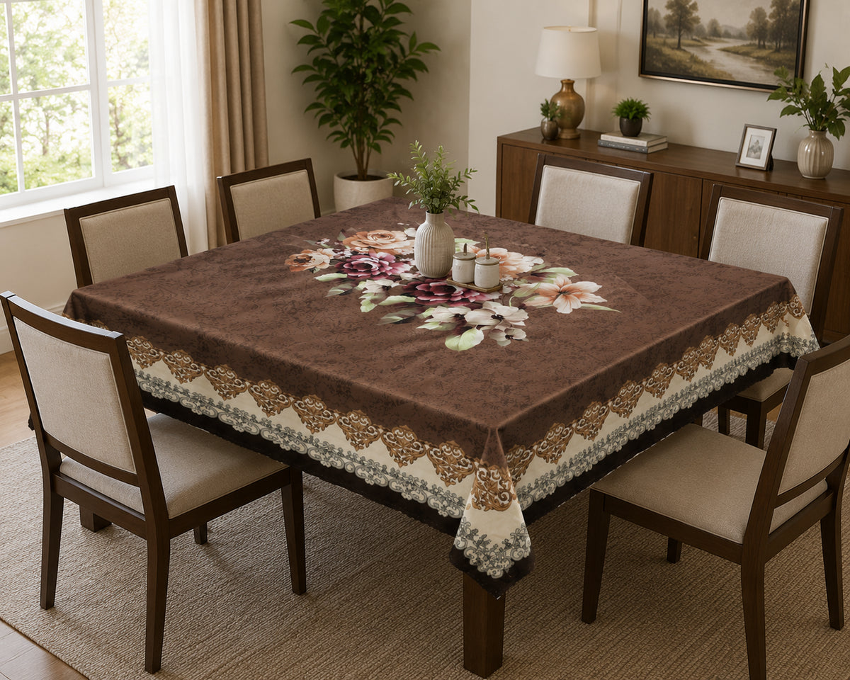 Chocolate Gudhal printed cotton table cover in brown - image 8