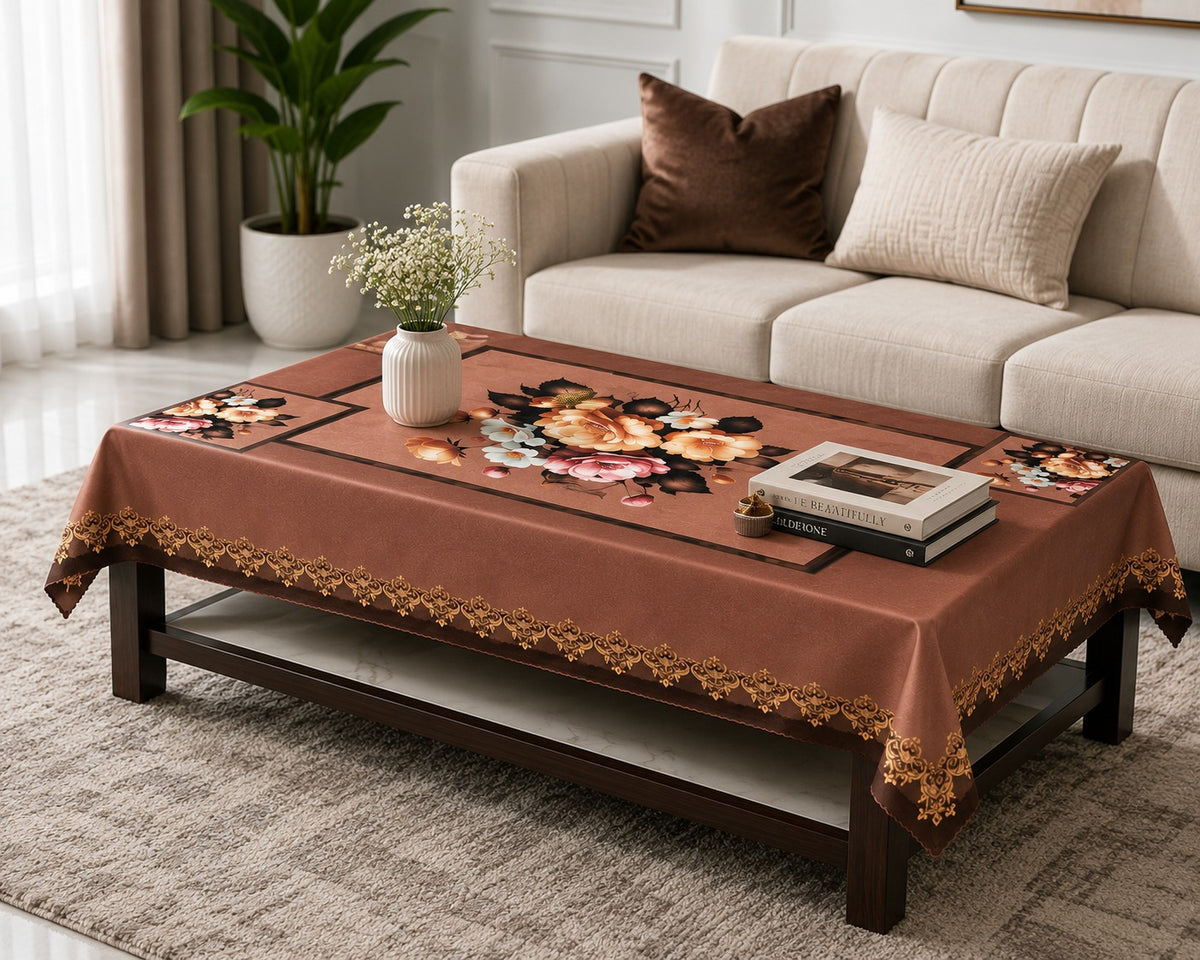Chocolate Marigold printed cotton table cover in brown - image 6