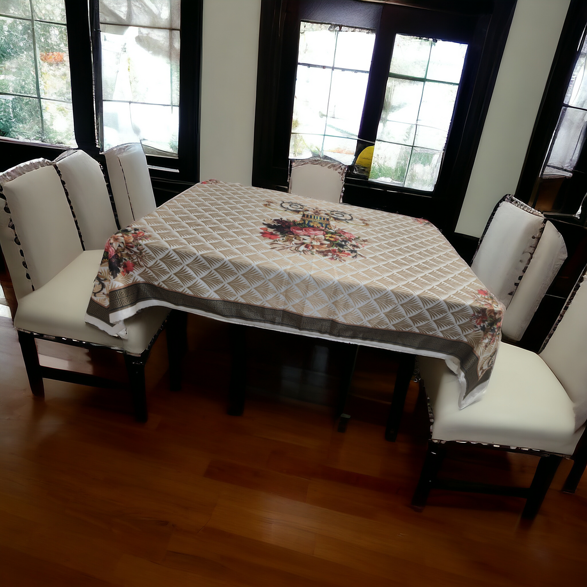 Cream Pot printed cotton table cover in cream - image 7