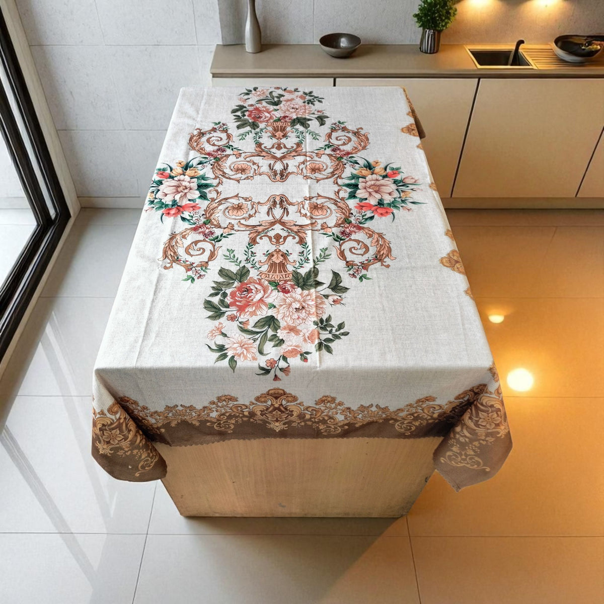 Cream Joomer printed cotton table cover in cream - image 15
