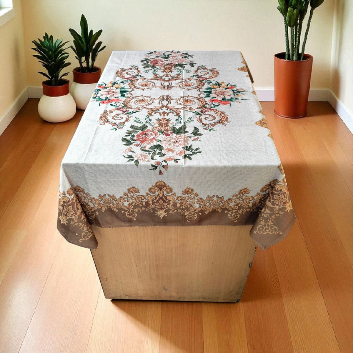 Cream Joomer printed cotton table cover in cream - image 13
