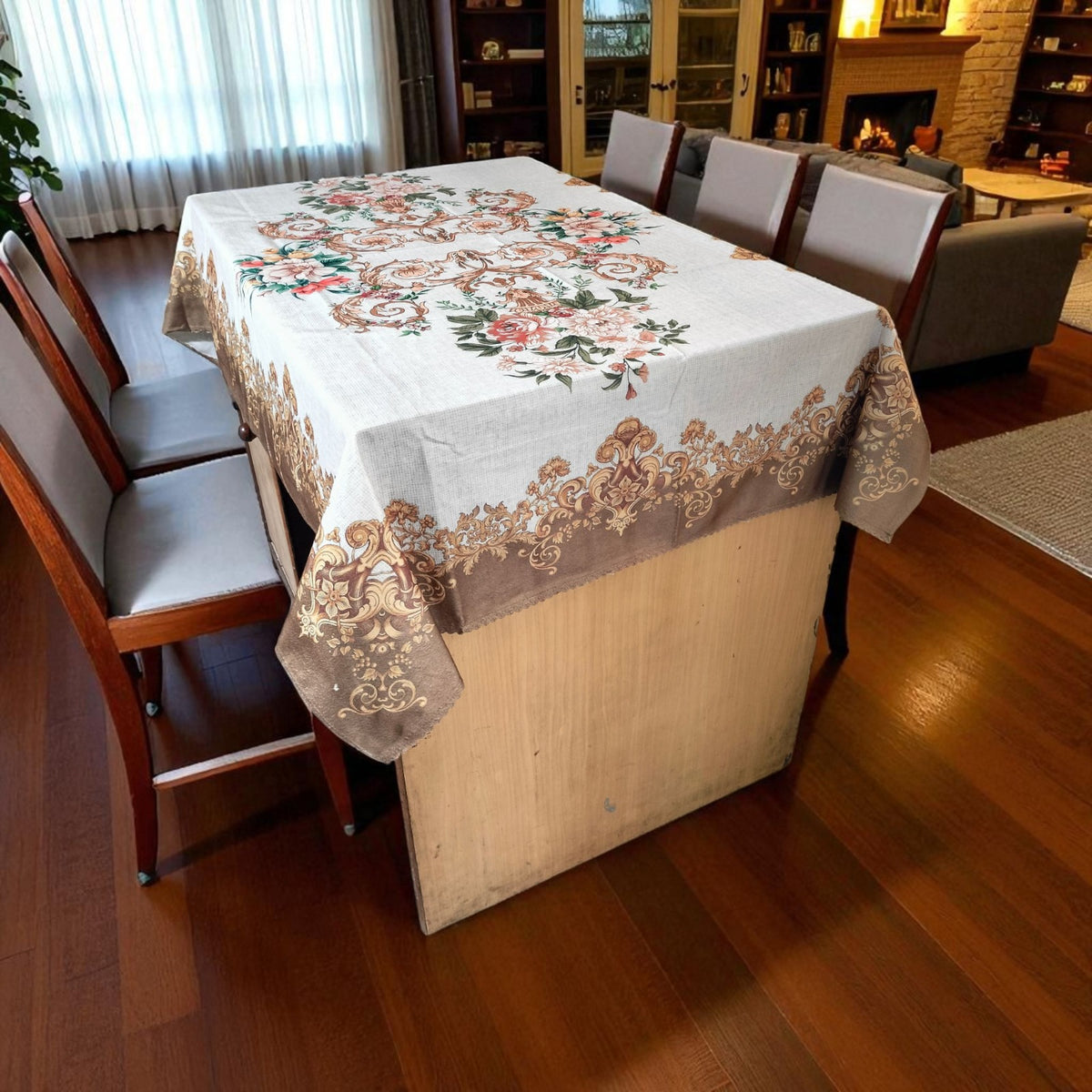 Cream Joomer printed cotton table cover in cream - image 11