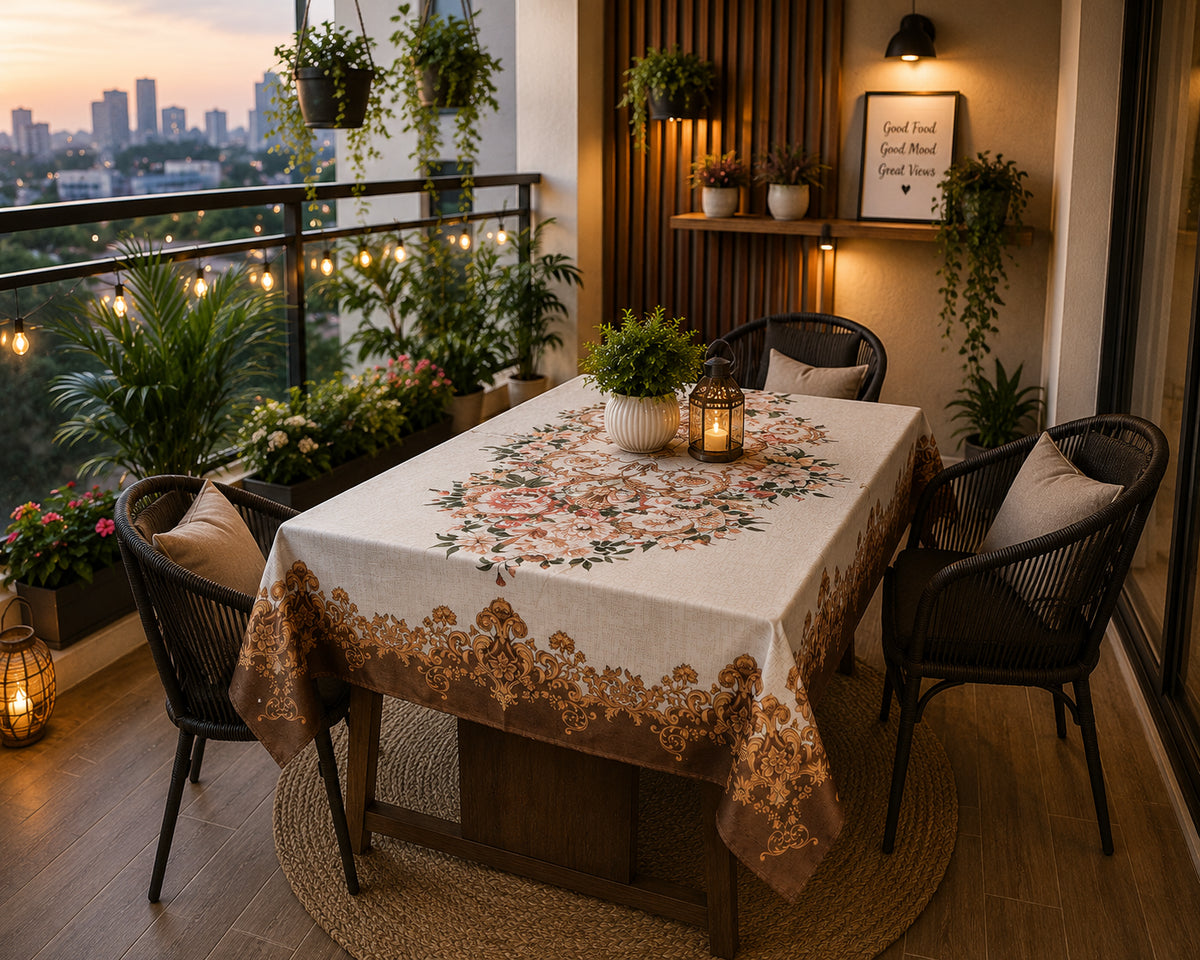 Cream Joomer printed cotton table cover in cream - image 7