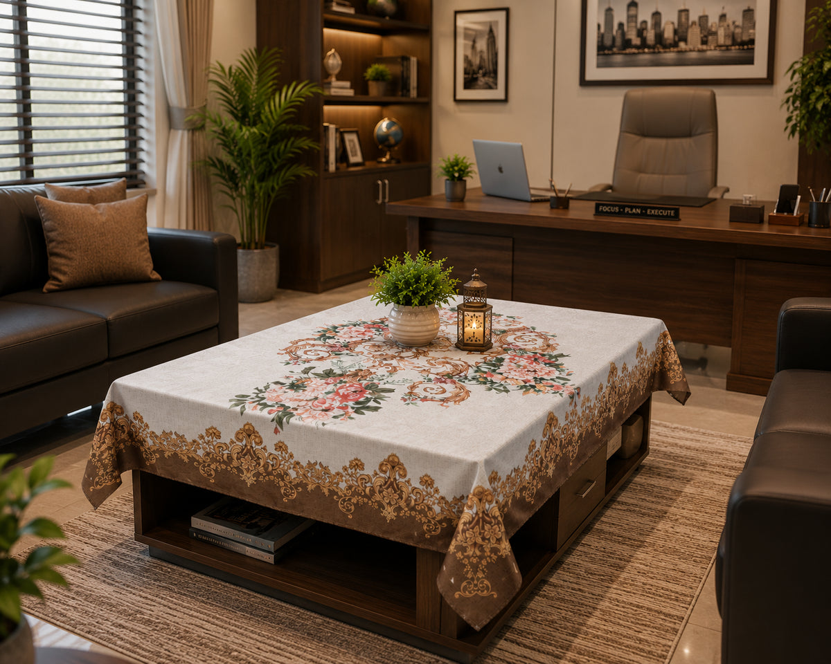 Cream Joomer printed cotton table cover in cream - image 9