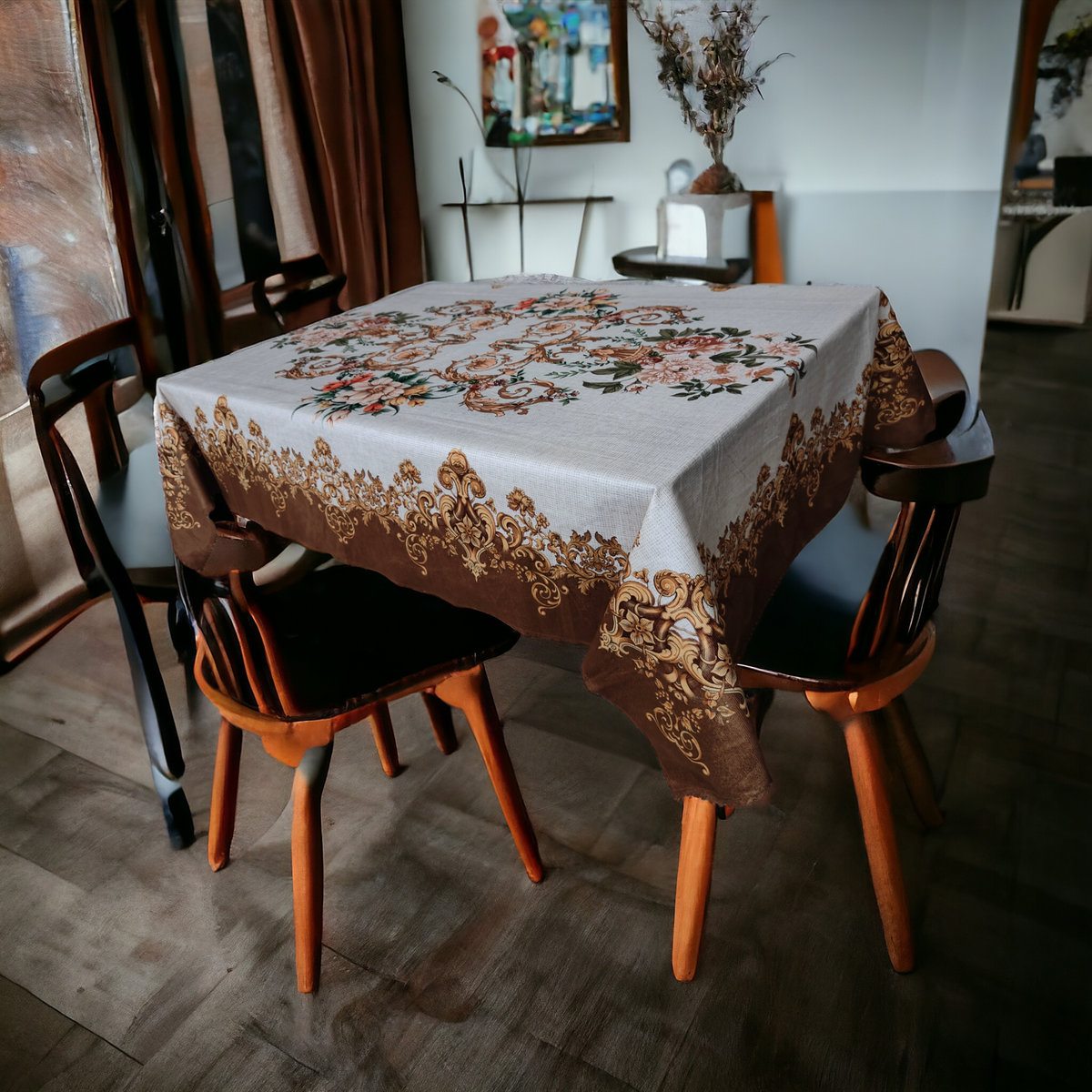 Cream Joomer printed cotton table cover in cream - image 3