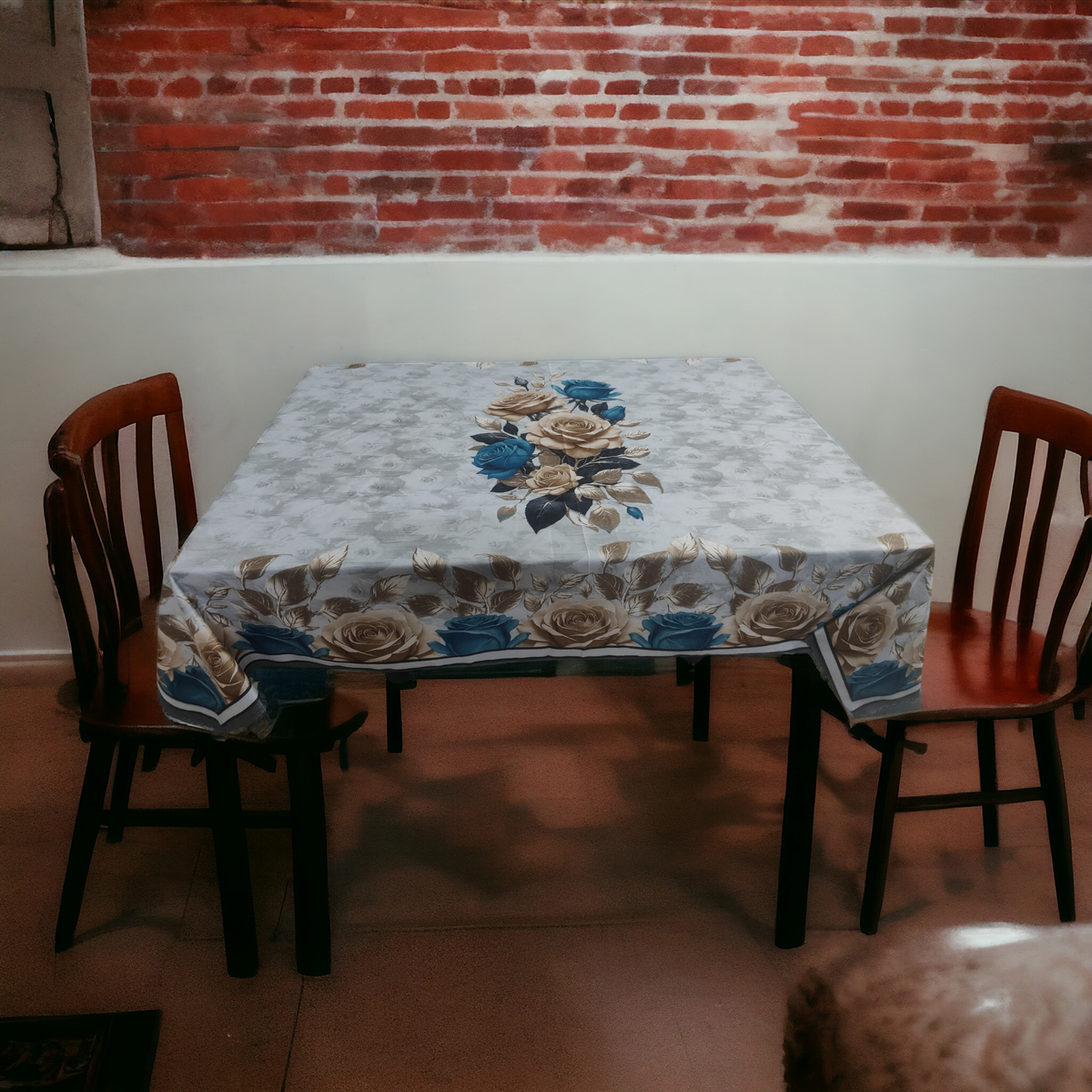 Grey Golden Rose printed cotton table cover in gold - image 12