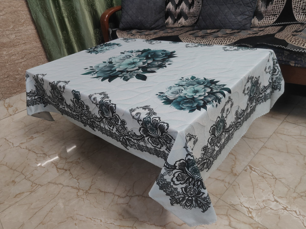Light Blue Flowers printed cotton table cover in blue - image 5
