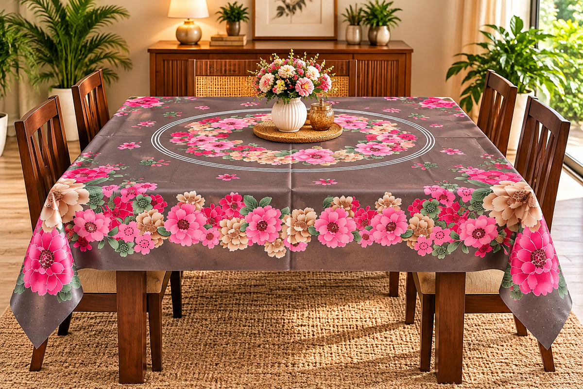 Mopak Decor Jasmine Printed Polyester Table Cover 36x54 - Chocolate