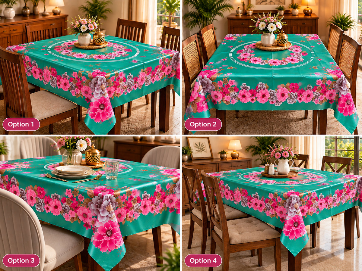 Mopak Decor Jasmine Printed Polyester Table Cover 36x54 - Green