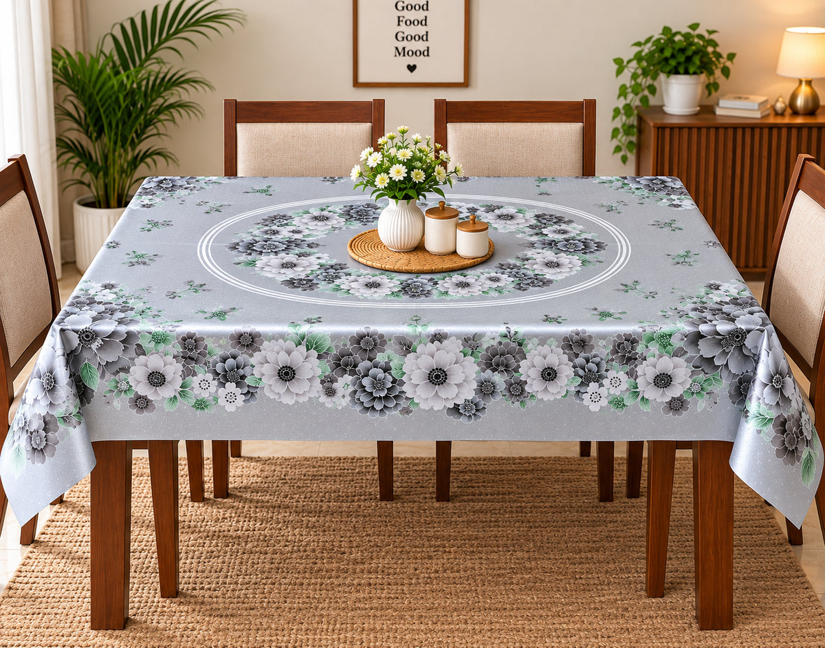 Mopak Decor Jasmine Printed Polyester Table Cover 36x54 - Silver