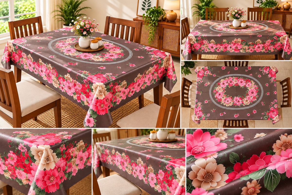 Mopak Decor Jasmine Printed Polyester Table Cover 36x54 - Chocolate