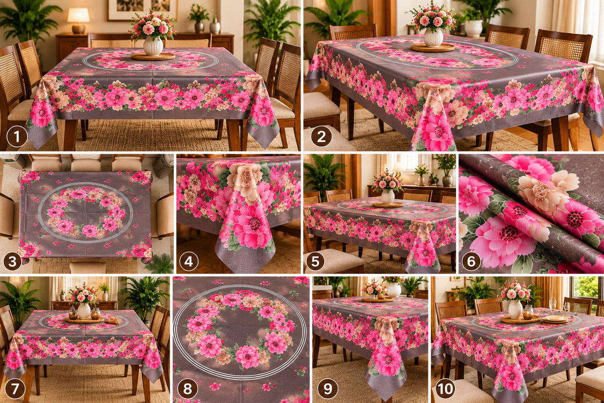 Mopak Decor Jasmine Printed Polyester Table Cover 36x54 - Chocolate