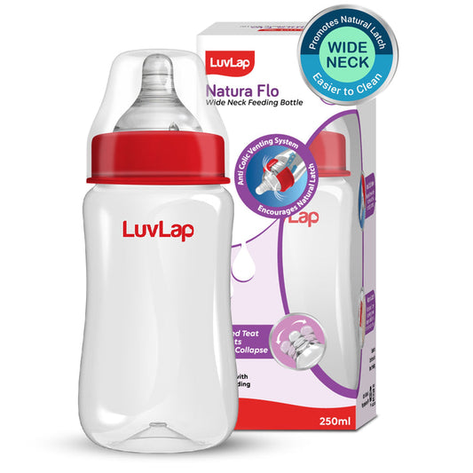 Luvlap anti-colic wide neck natura flo baby feeding bottle with BPA Free (250 ml)