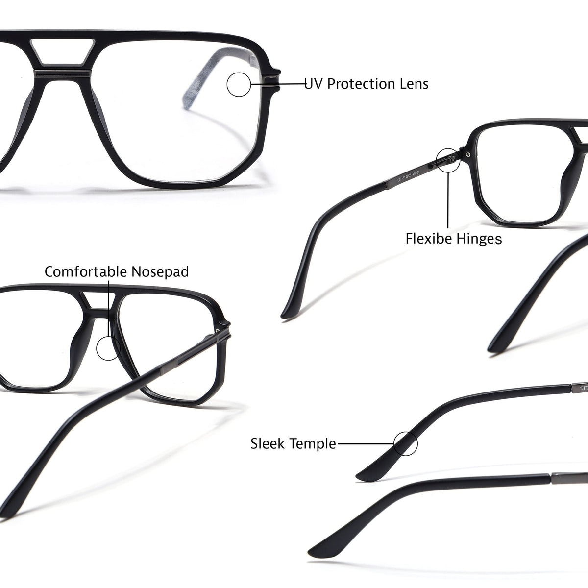 Eyejack Titex Matte Black & Grey Wayfarer Eyeglasses for Men and Women - Style L273 - view 6