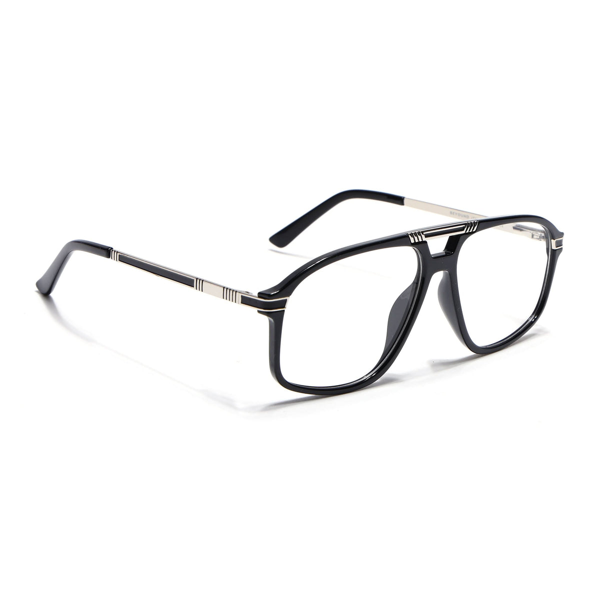 Eyejack Titex Shine Black & Silver Aviator Eyeglasses for Men and Women - view 1