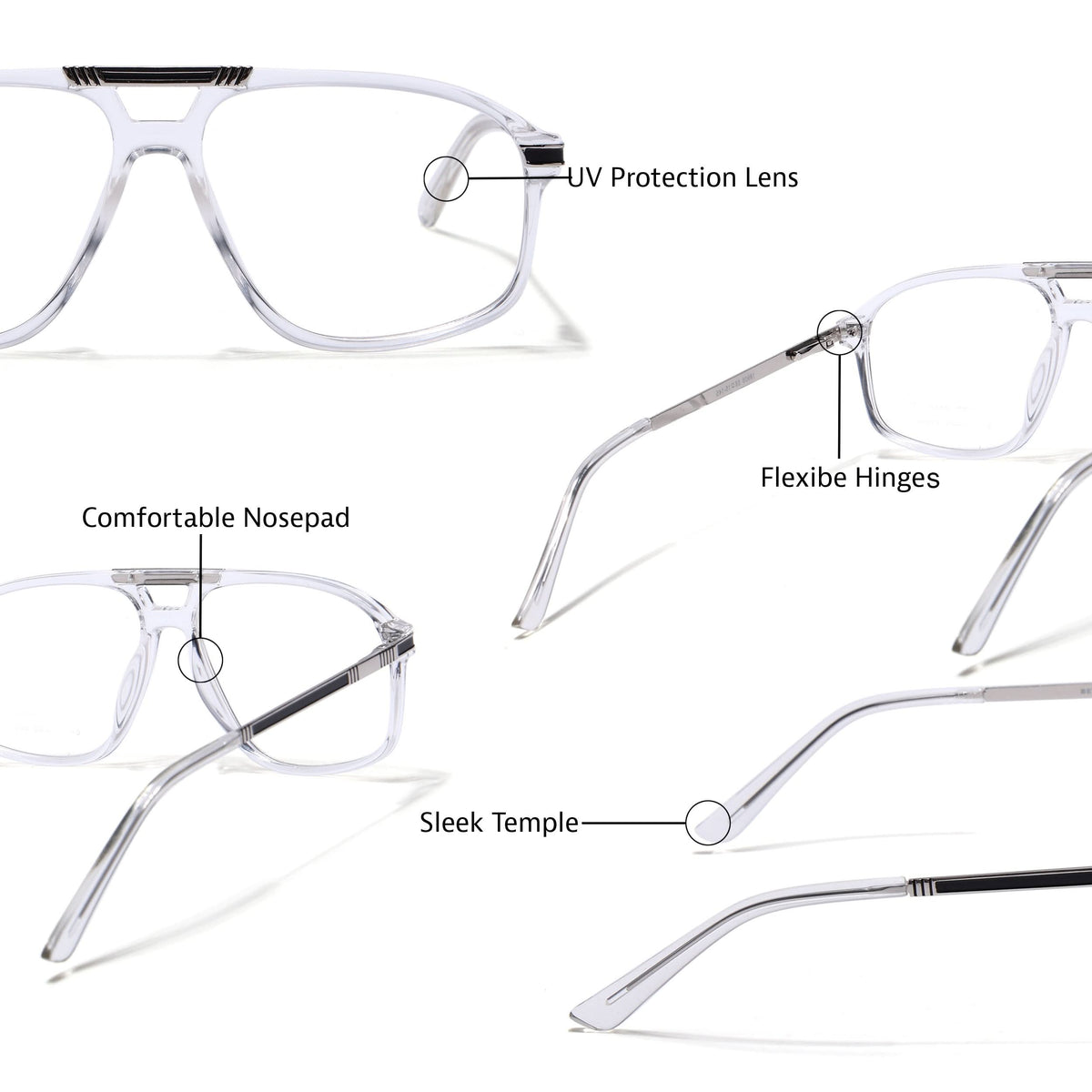 Eyejack Titex Transparent Aviator Eyeglasses for Men and Women - view 6