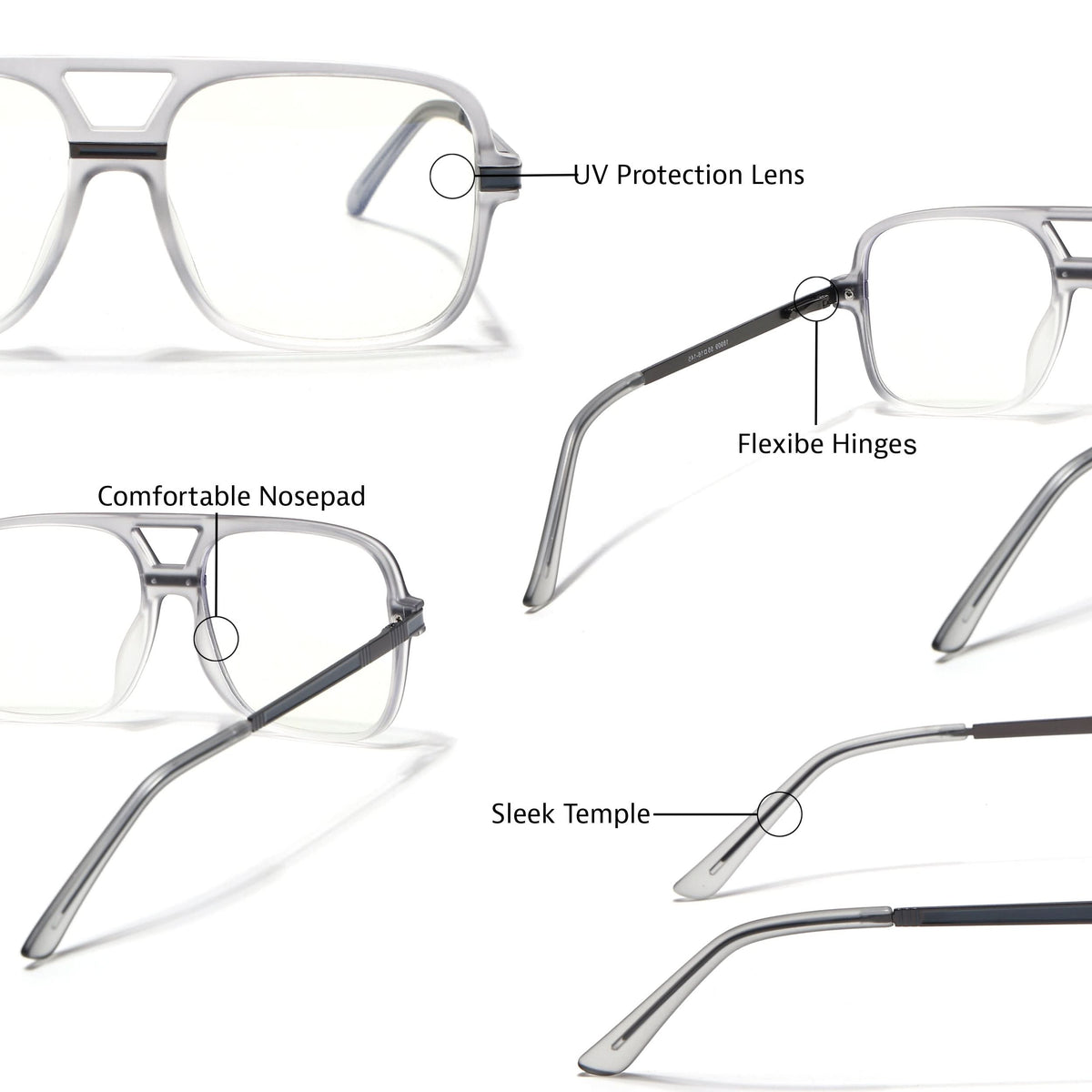 Eyejack Titex Matte Grey Wayfarer Eyeglasses for Men and Women - Style L330 - view 6