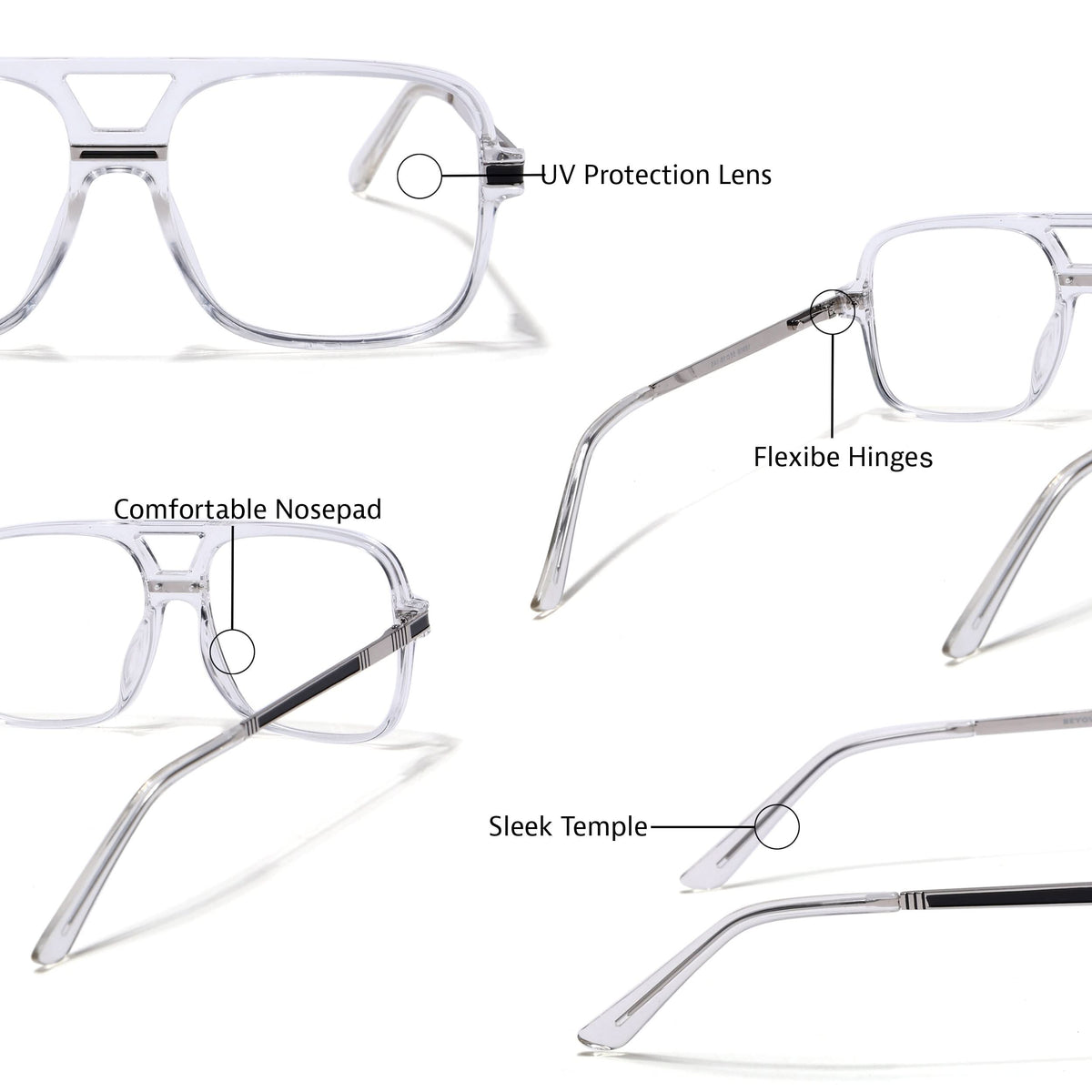 Eyejack Titex Transparent Wayfarer Eyeglasses for Men and Women - Style L331 - view 6
