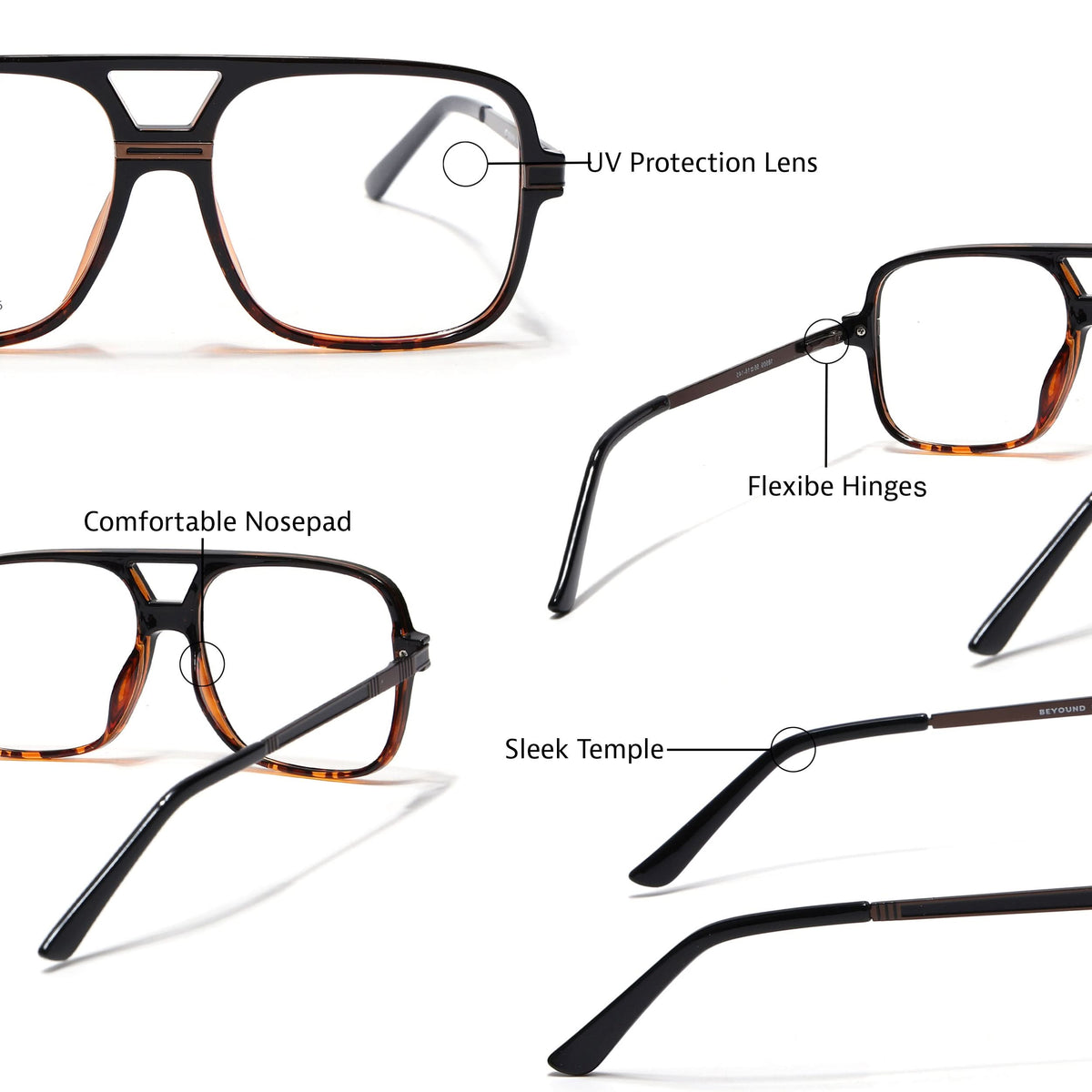 Eyejack Titex Demi Brown Wayfarer Eyeglasses for Men and Women - view 6