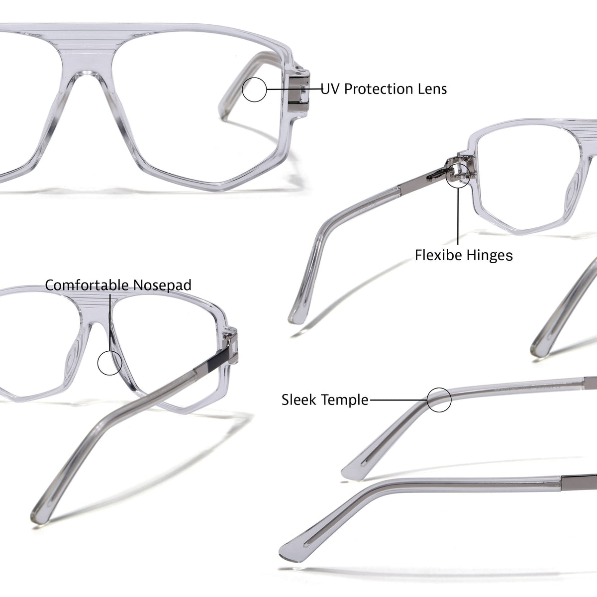 Eyejack Titex Transparent Wayfarer Eyeglasses for Men and Women - Style L342 - view 6