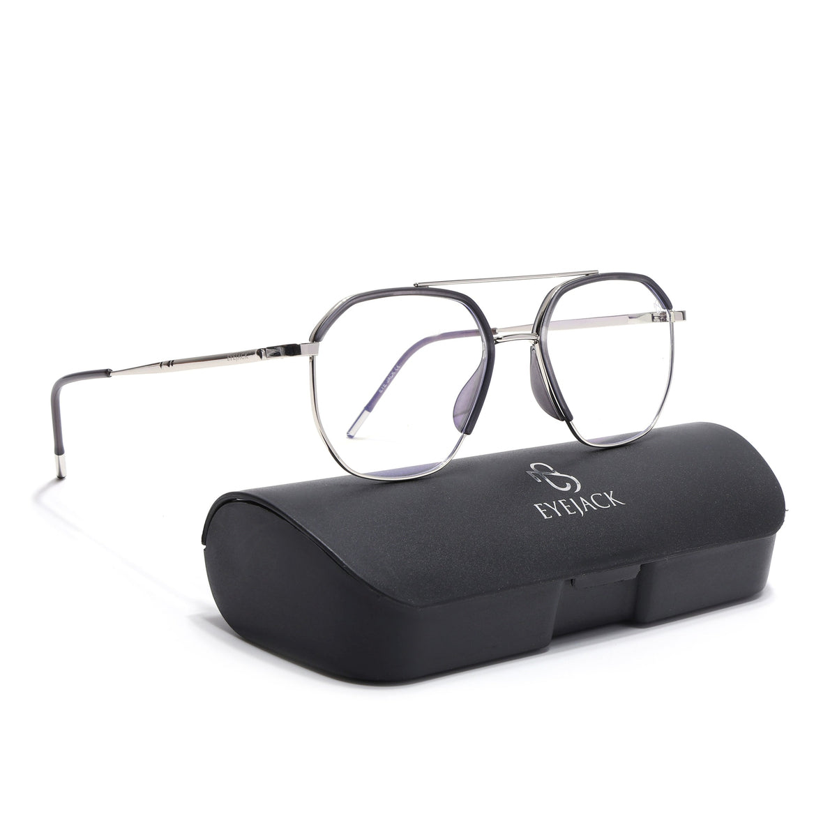 Eyejack Aura Grey & Silver Wayfarer Eyeglasses for Men and Women - Style 1947 - view 6