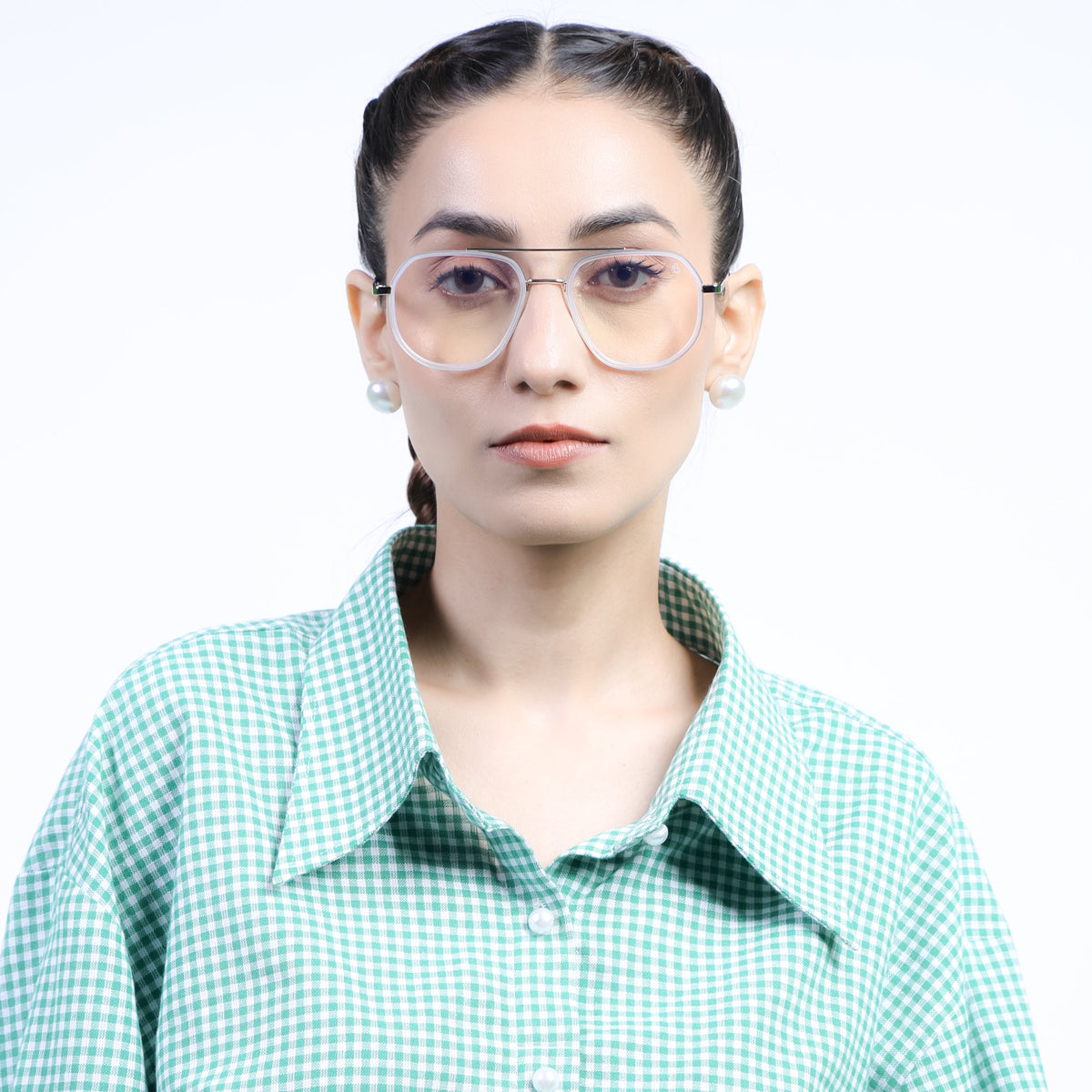 Eyejack Aura Silver & Transparent Wayfarer Eyeglasses for Men and Women - Style 1963 - view 9