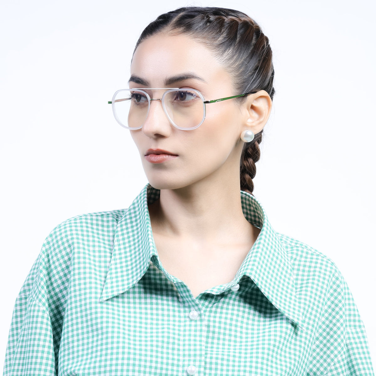 Eyejack Aura Silver & Transparent Wayfarer Eyeglasses for Men and Women - Style 1963 - view 10