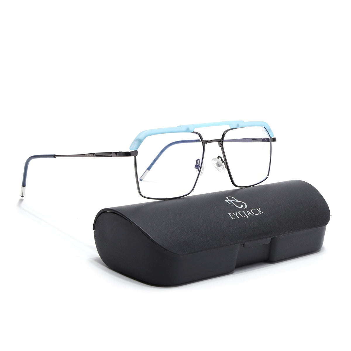 Eyejack Aura Sky Blue & Grey Wayfarer Eyeglasses for Men and Women - view 6