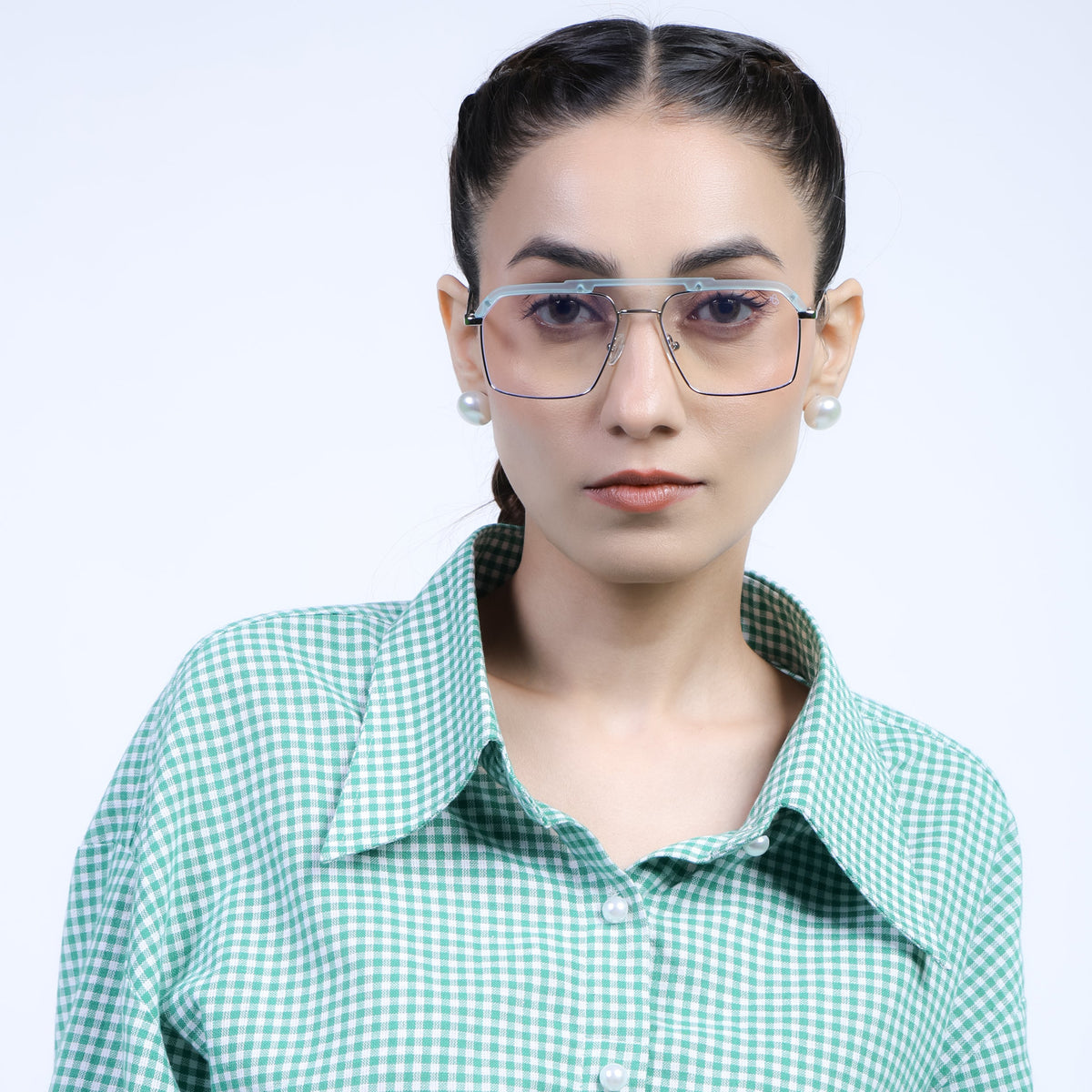 Eyejack Aura Sea Green & Silver Wayfarer Eyeglasses for Men and Women - view 9