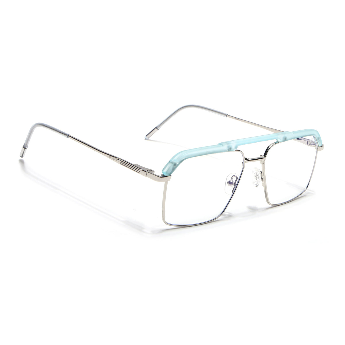 Eyejack Aura Sea Green & Silver Wayfarer Eyeglasses for Men and Women - view 1