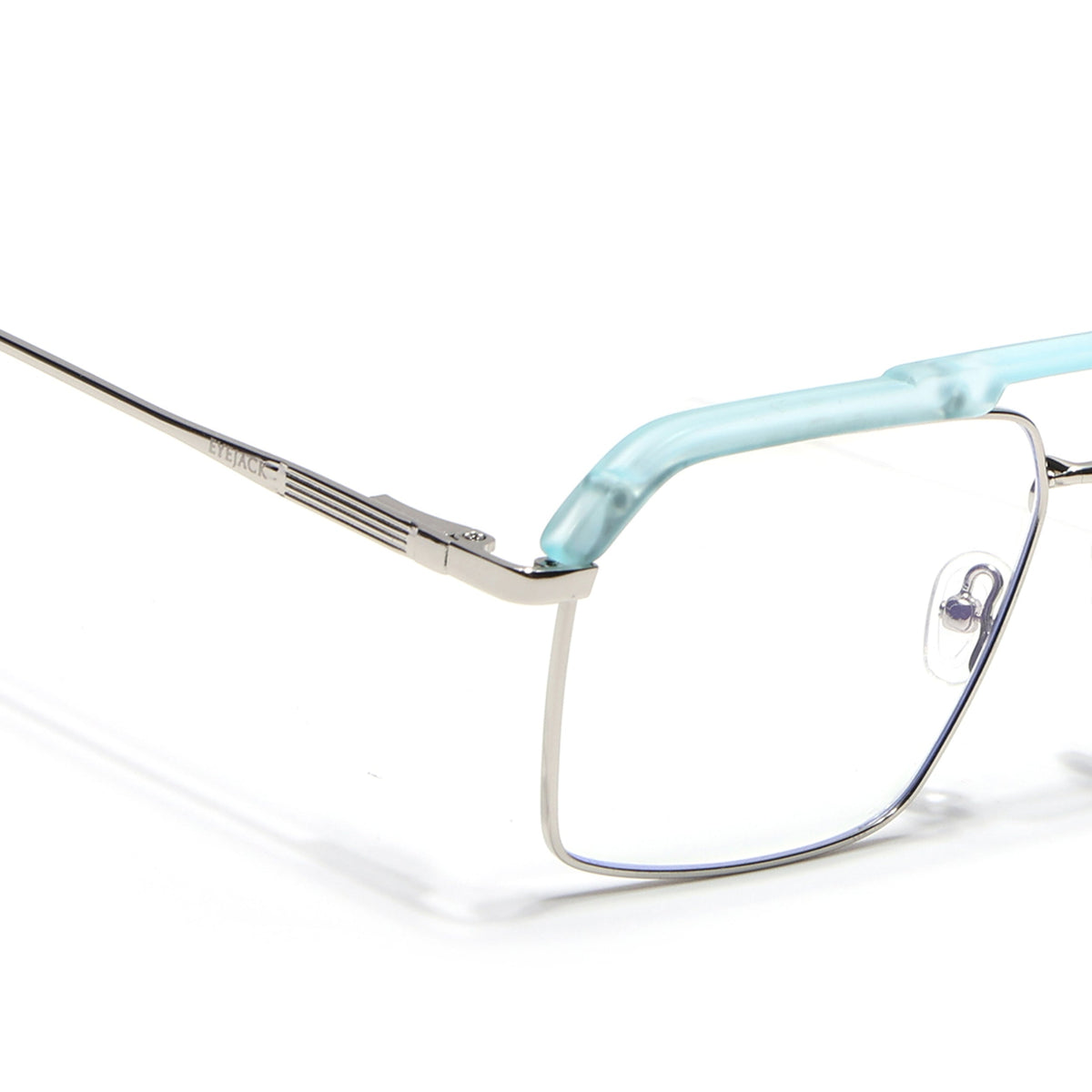 Eyejack Aura Sea Green & Silver Wayfarer Eyeglasses for Men and Women - view 3