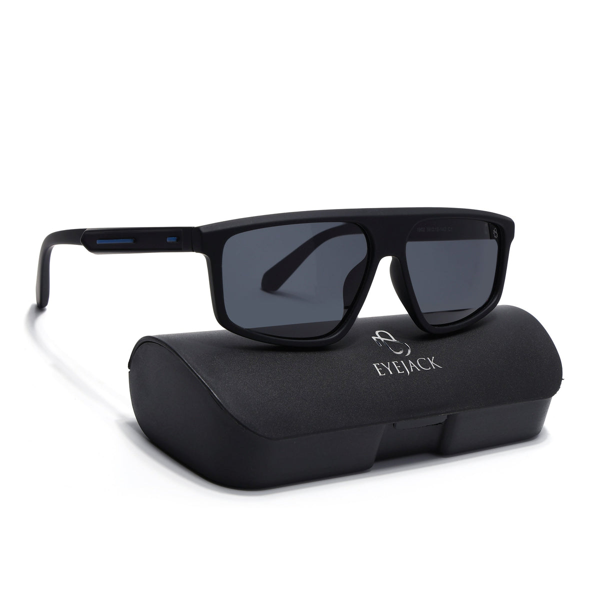 Eyejack Crossline Black Rectangle Sunglasses for Men and Women - Style 2058 - with box packaging