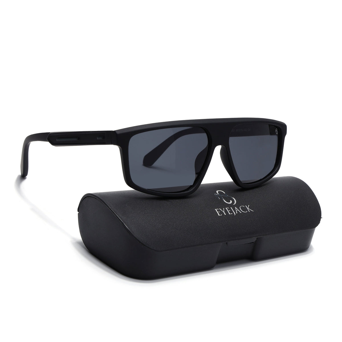 Eyejack Crossline Black Rectangle Sunglasses for Men and Women - Style 2060 - with box packaging