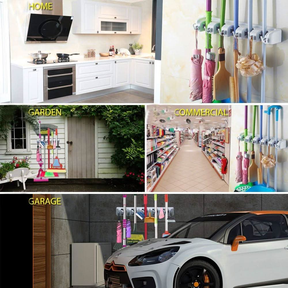 5-Layer Wall Mounted Mop & Broom Holder – Multipurpose Organizer Rack