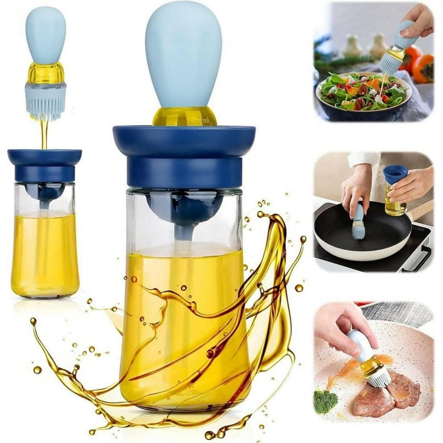 2 In 1 Olive Oil Dispenser Bottle with Silicone Brush - HalfPe