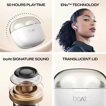 boAt Airdopes 212, Stream Ad Free Music via App Bluetooth (Ivory, In the Ear)