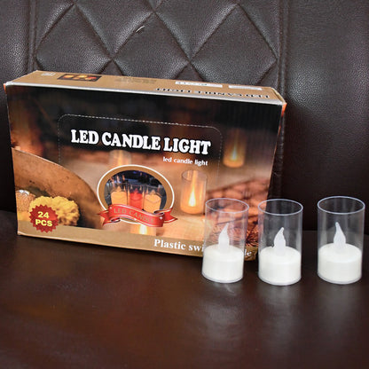 Flameless Candles With Transparent Plastic Covers Set Of 24 Pcs Led