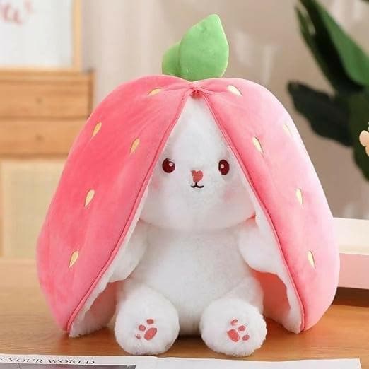 AVSHUB Reversible Strawberry Bunny Rabbit Plush Soft Toy - HalfPe