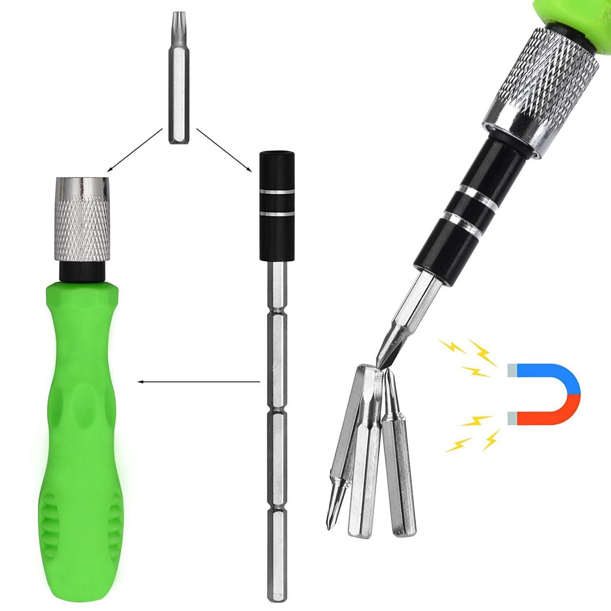Mini Screwdriver Bit Set with Magnetic Extension Rod HP DD