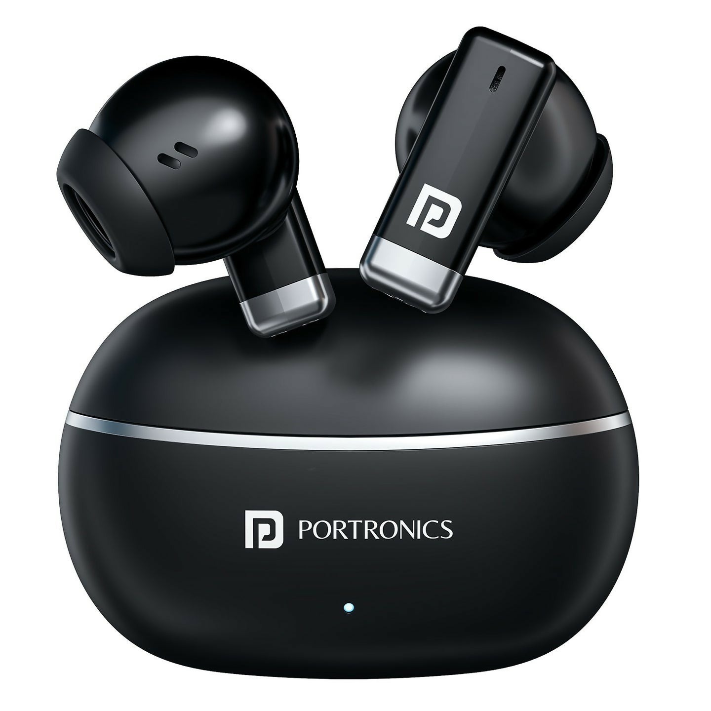 Portronics Twins one in Ear Earbuds with Deep Bass, Upto 30 Hours Playtime,13mm Dynamic Driver, Game/Music Mode, Bluetooth V6.0, Voice Assistant, Type C Fast Charging Buds, Lightweight Design(Black)