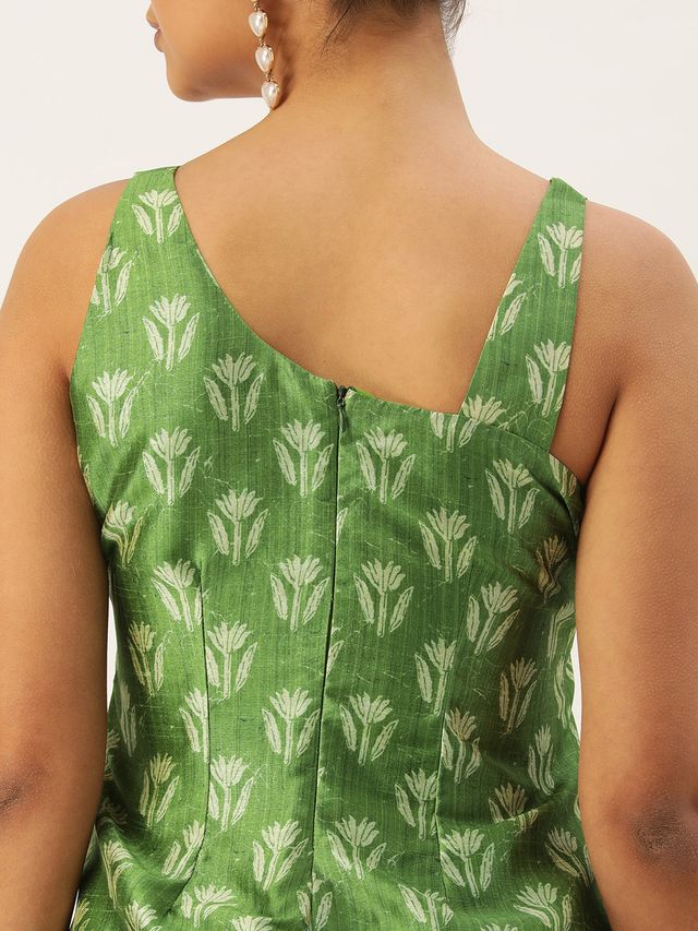 Bollywood Vogue Ready To Wear Green Art Silk Digital Printed Co Ords Set