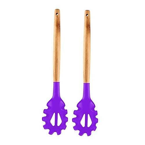 P-plus international silicone pasta fork, food grade noodle spoon (Purple – pack of 2) - HalfPe