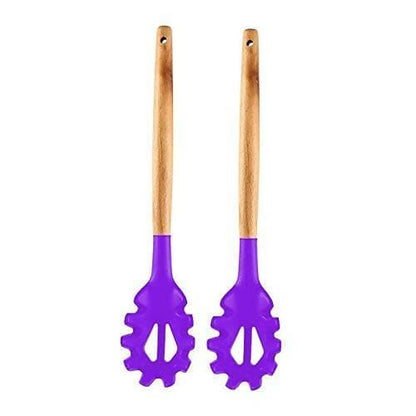 P-plus international silicone pasta fork, food grade noodle spoon (Purple – pack of 2) - HalfPe