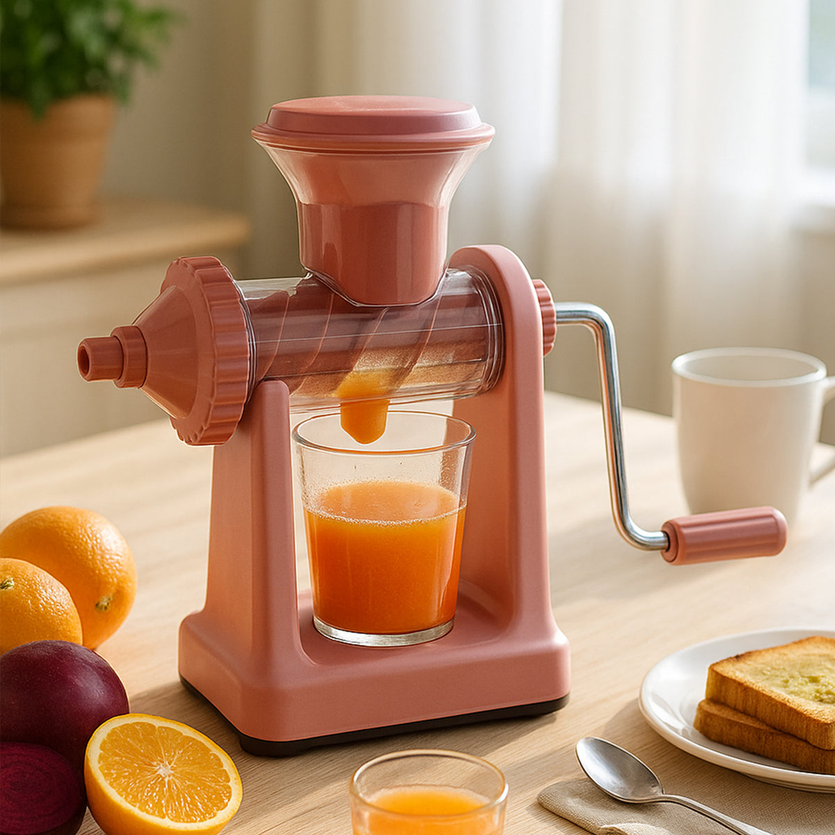 Apex Heavy-Duty Manual Hand Juicer Machine  set for Fruits and Vegetables with Vacuum Lock Base Waste Separator