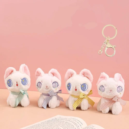 Keychain showcasing an irresistibly cute cat plush toy (Single piece, Multi-color) - HalfPe