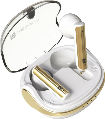Portronics Harmonics Twins S7 TWS Earbuds, 35H Playtime, ENC, Bluetooth 5.3, Type-C – White