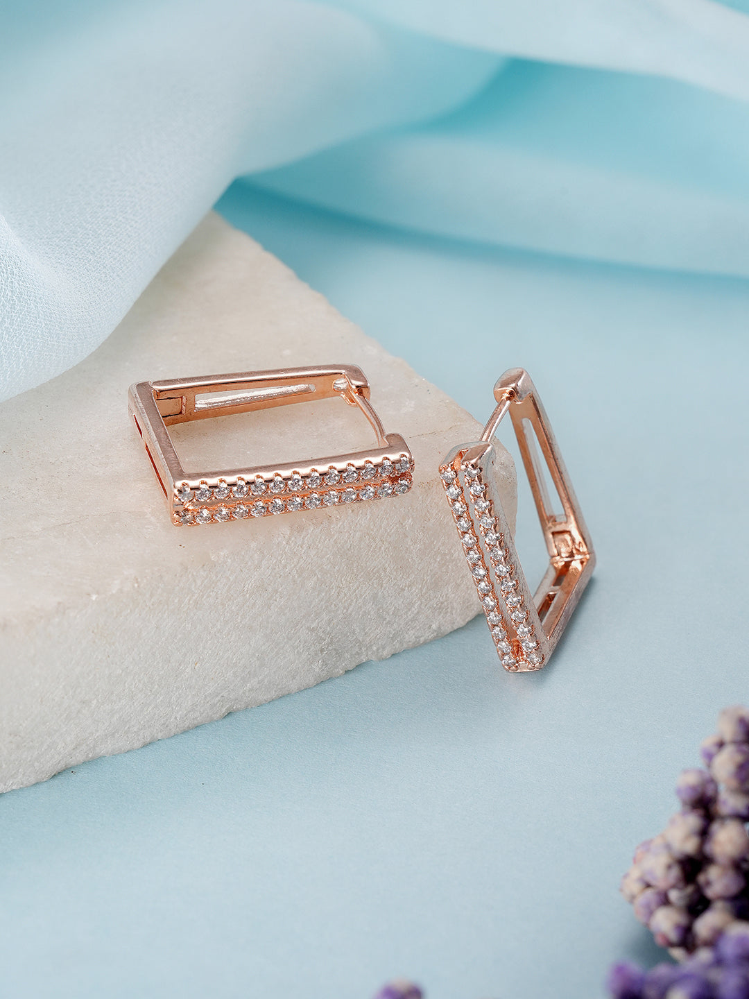 Jazz And Sizzle Rose Gold-Plated Contemporary Hoop Earrings