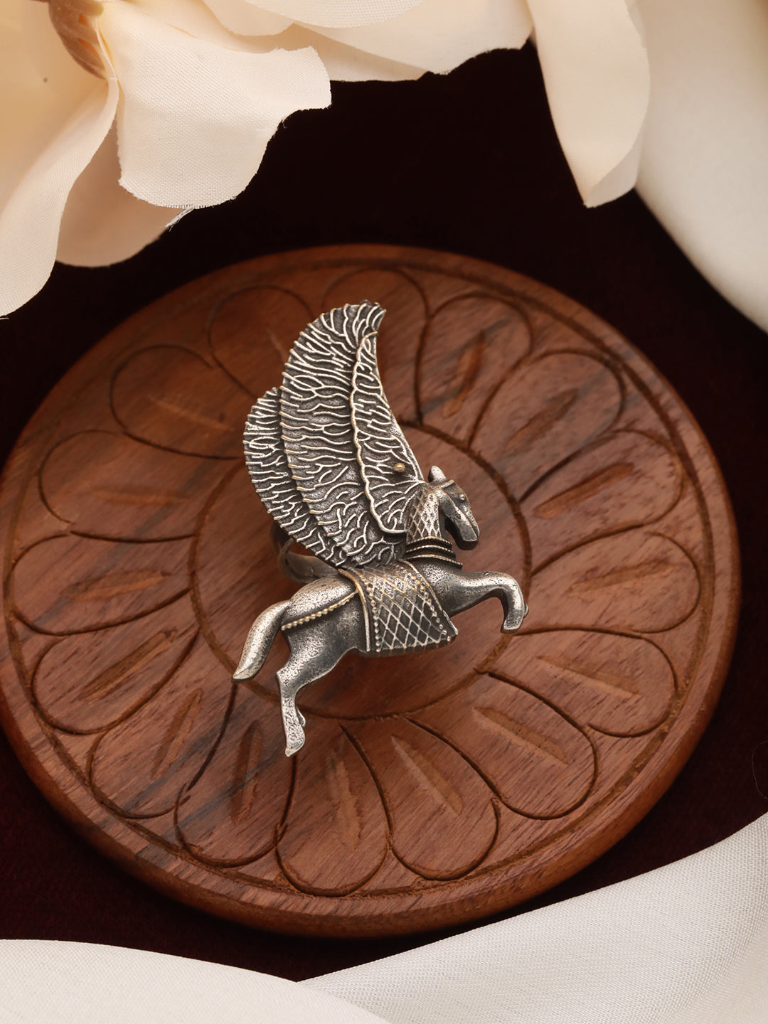 Silver Plated Horse-Shaped Adjustable Finger Ring
